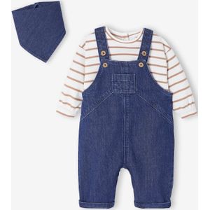 3-delige babyset met body + salopet + sjaal stone