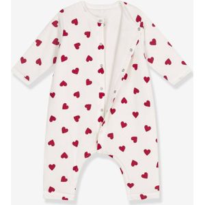 Gewatteerd babypakje van katoen met hartjesprint PETIT BATEAU wit