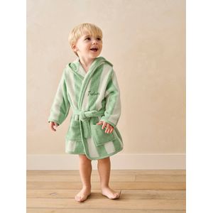 Badjas voor baby's met strepen TRANSAT capsule familie, te personaliseren, met gerecycled katoen groen, gestreept