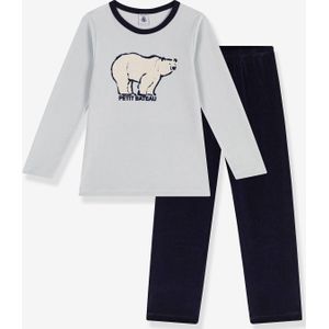PETIT BATEAU - Kinderpyjama - Grijs - Fluweel