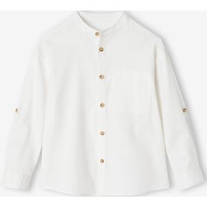 Flanellen jongenshemd maokraag ecru