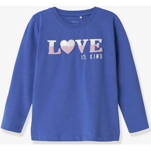 T-shirt met lange mouwen voor meisjes NMFLIRA NAME IT, boxy pasvorm blauw