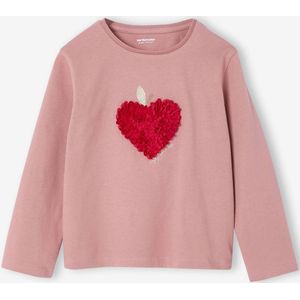 T-shirt voor meisjes met hartjesprint en lange mouwen rouge