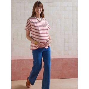 Gestreept T-shirt voor zwangerschap en borstvoeding in biologisch katoen* rood, gestreept