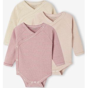 Set van 3 body's met strepen, opening voor pasgeborenen rozen