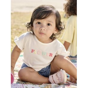 T-shirt met fantasiemotief voor baby's in biologisch katoen wit