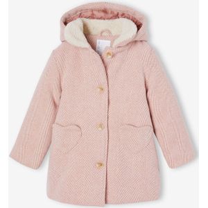 Mantel met capuchon voor meisjes roze (poederkleur)