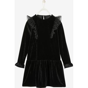 Glad fluwelen meisjesfeestjurk zwart