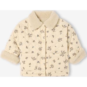 Gewatteerde babyjas in bedrukte fluweel / velours vanille