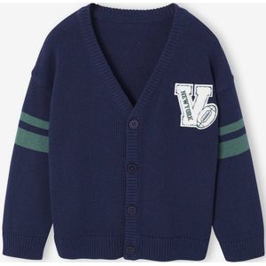 Vest met V-hals en lange mouwen voor jongens marineblauw