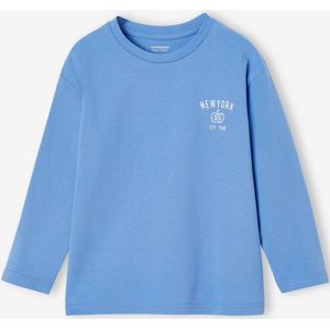 Jongensshirt met New York-motief voor en achter azuurblauw