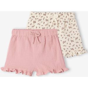 Bermuda's - Set van 2 Geboorteshorts - 1 Effen en 1 Bedrukt - Katoen