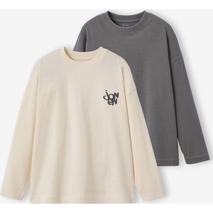 Set van 2 t-shirts met verwassen effect voor jongens JONEN ecru