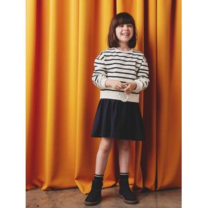 Jurk 2-in-1 van molton en katoenen gaas marineblauw