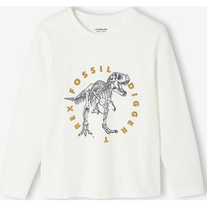 Basics T-shirt met lange mouwen voor jongens met een speels of grafisch motief ecru