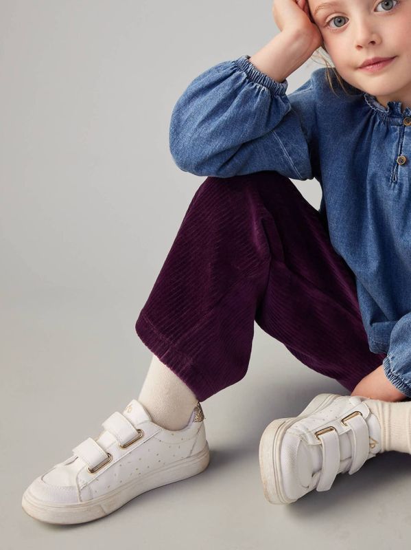 Kindersneakers met gouden details wit, bedrukt