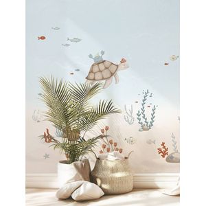 LILIPINSO - Vliesbehang - Blauw - Panorama Zeebodem De Walvissen