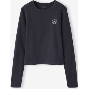 Cropped shirt met lange mouwen voor meisjes JONEN antraciet