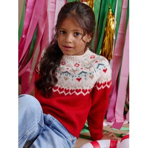 Jacquard trui voor meisjes met kerstthema rood