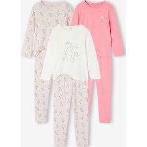 Set van 3 pyjama's voor meisjes Eenhoorns ecru