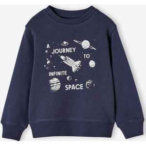 Sweater met ronde hals en geplaatste print voor jongens nachtblauw