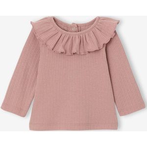 T-shirt babypakje met lange mouwen van fantasie opengewerkte tricot rouge