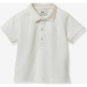 Polo in piqué gebreide stof baby - Biologisch katoen CYRILLUS ecru