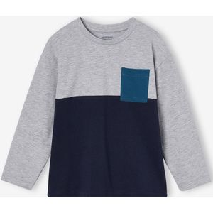 Colorblock jongensshirt blauw