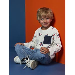 T-shirt met lange mouwen met jongensprint HAPPY LA wit, bedrukt