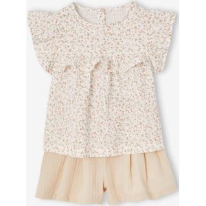 Blouse - Short - Bloemenprint - Katoen - Feestelijk Setje Voor Meisjes