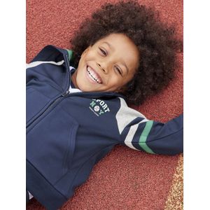 Jongenssportsweater met rits en capuchon donkerblauw