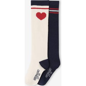 Set van 2 paar hoge sokken voor meisjes ecru