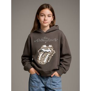 Sweater voor meisjes met capuchon The Rolling Stones antraciet