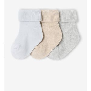 Set van 3 paar effen babysokken gemêleerd grijs