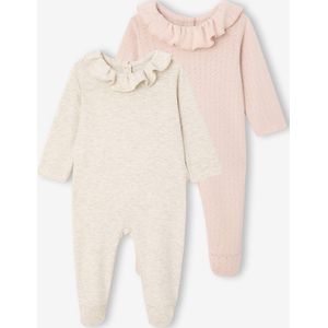 Set van 2 babyslaappakjes voor pasgeborenen met ruches gemêleerd beige