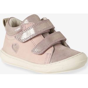 Zachte lederen baby-slofjes voor de eerste stapjes rozen