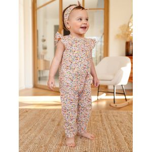 Bedrukt setje pakje + hoofdband baby meisje roze, bedrukt