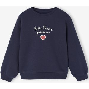 Basic meisjessweater met motief inktblauw