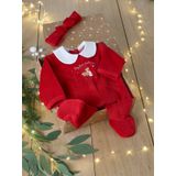 Baby - Weihnachts-Geschenkset - Rood - Strampler en Haarband - Oeko-Tex