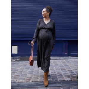 ENVIE DE FRAISE - Lange Jurk - Chocoladebruin - Zebraprint - Voor Zwangerschap en Borstvoeding