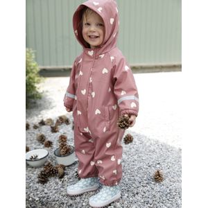 Regenpak - Oudroze - Bedrukt - Met Capuchon - Gevoerd met Fleece