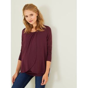 Zwangerschaps- en borstvoedingsshirt met gekruiste banden aubergine