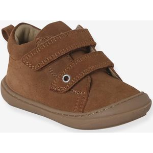 Babyslofjes van zacht leer met antislip karamel