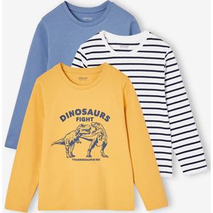 Set van 3 bijpassende jongensshirts met lange mouwen geel