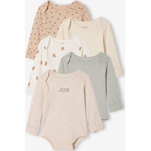 Set van 5 meegroei body's voor pasgeborenen ecru