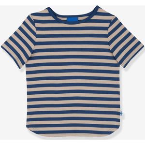 Gestreept T-shirt voor meisjes MAALARI FINKID, UV-bescherming jeansblauw