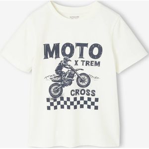 Basic jongensshirt met print vooraan ecru