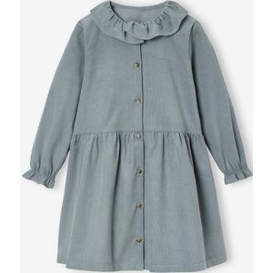 Jurk van fluweel / ribfluweel voor meisjes saliegroen