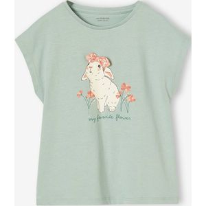 Meisjesshirt met dierenmotief grijsblauw