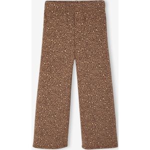 Wijde fleece legging voor meisjes bruin, bedrukt